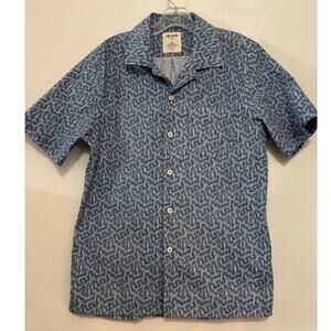 TODD SNYDER X JOHN DERIAN Short Sleeve Button Down Camp Shirt Medium Blue